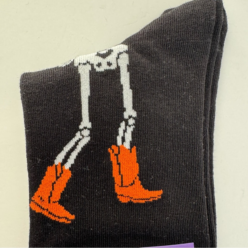 Paper Source Howdy Skeleton Halloween Crew Socks Western Cowgirl Unisex OS NWT - Picture 5 of 6